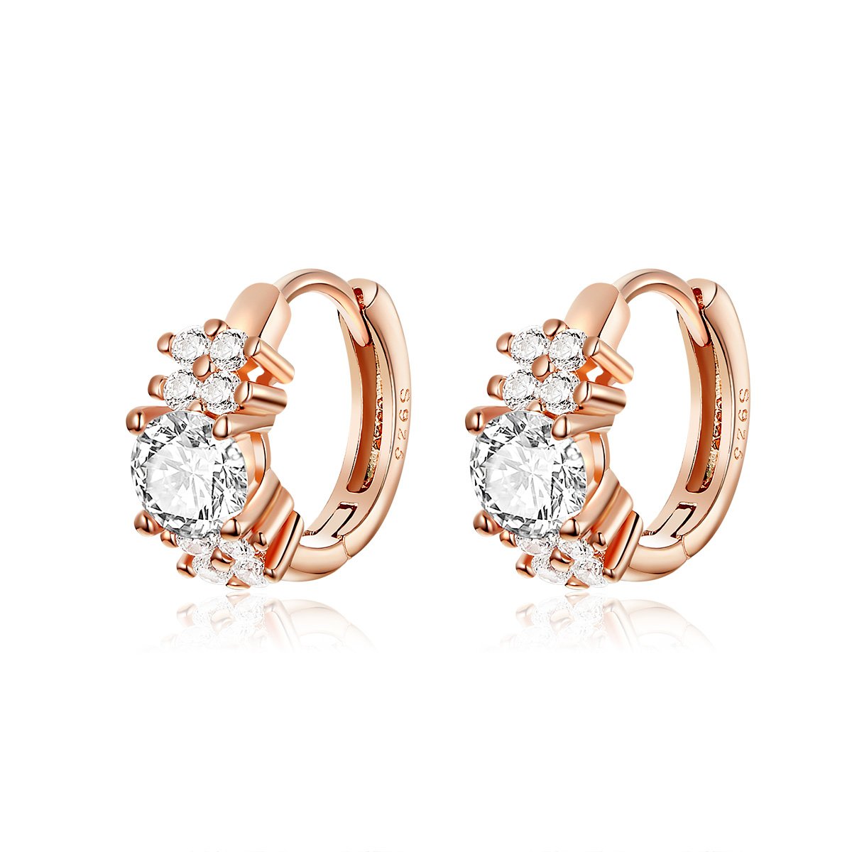 925 Sterling Silver Hoop Earrings Luxury Jewelry Cubic Zirconia Gemstone Earrings for Women