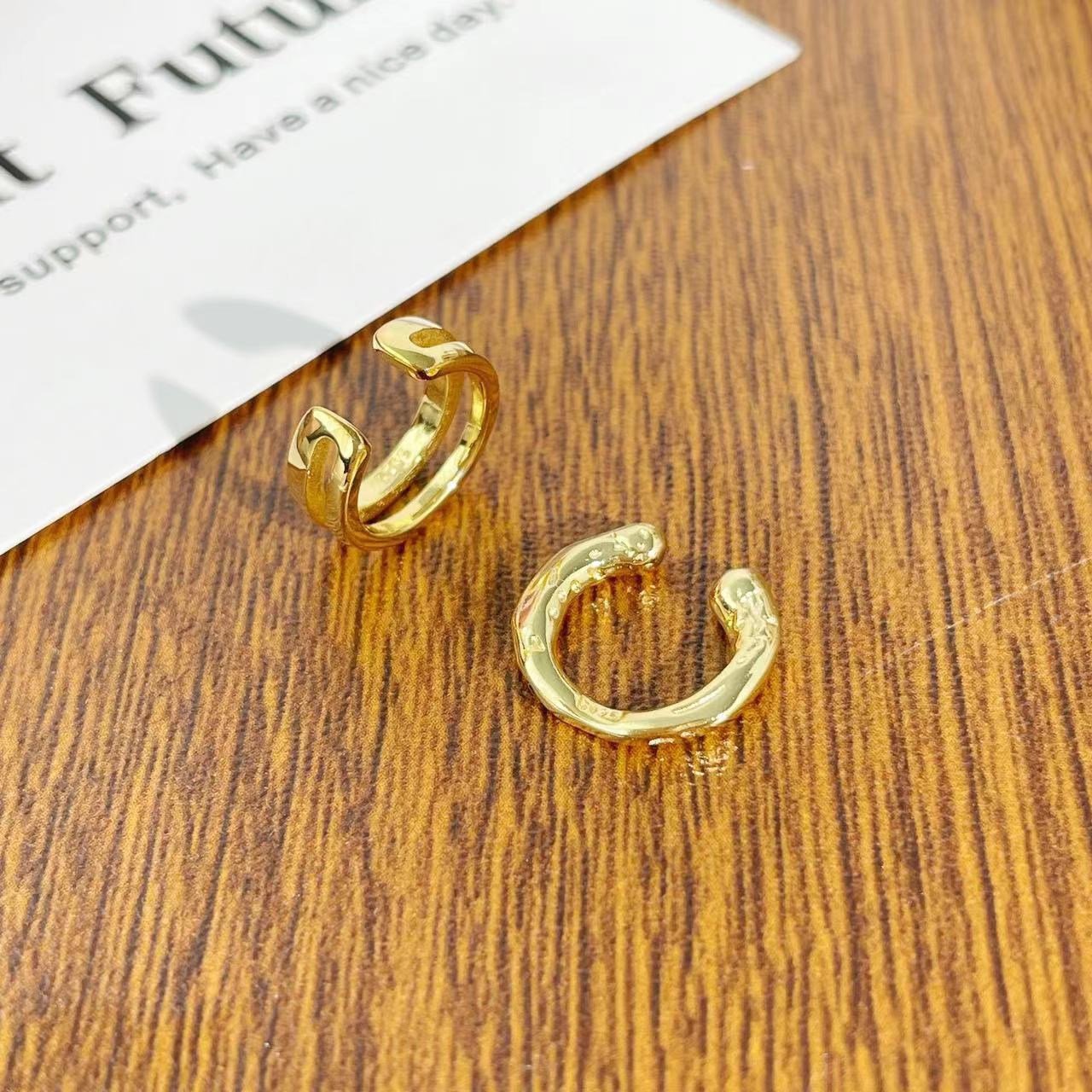 Deechy 925 Silver Simple Double Line Ear Cuff Clip-on Earrings No Pierced Ear Clip For Girls