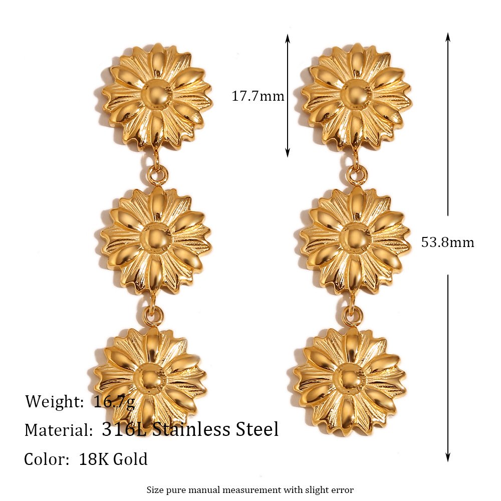 Trendy Stainless Steel Drop Earring Fine Jewelry Earrings 18K Gold Plated Irregular Hammered Earrings for Women
