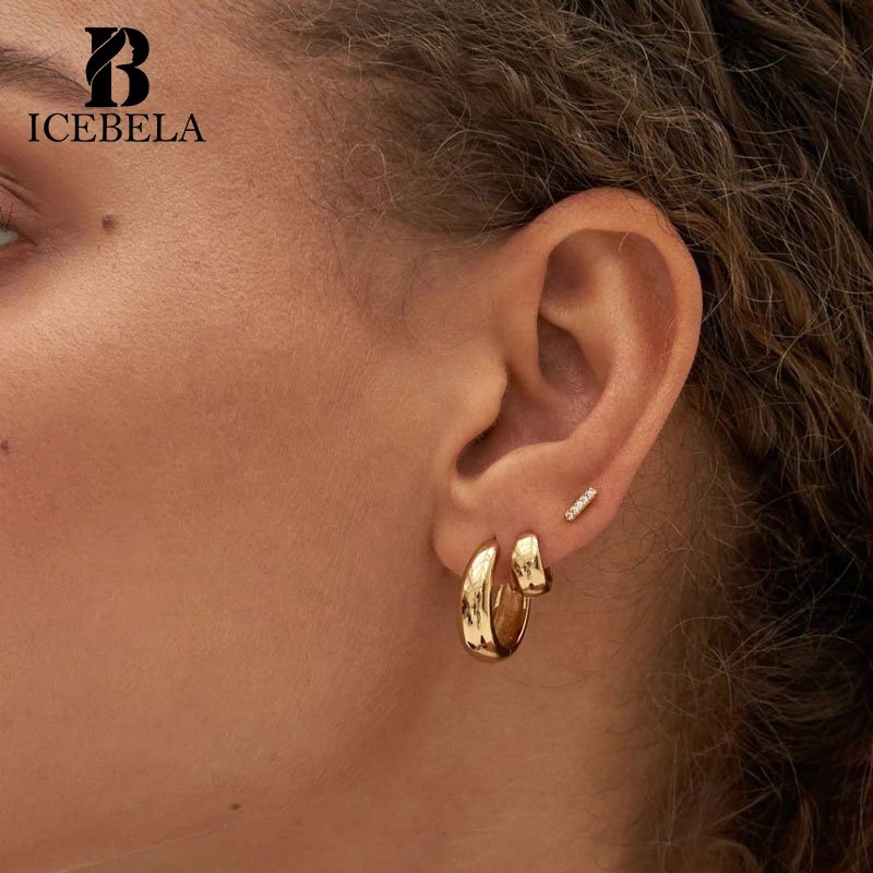 Fine Jewelry Different Size Custom 925 Silver Minimalist 18K Gold Plated Clip On Earring Dome Hoop Earrings For Women Girls
