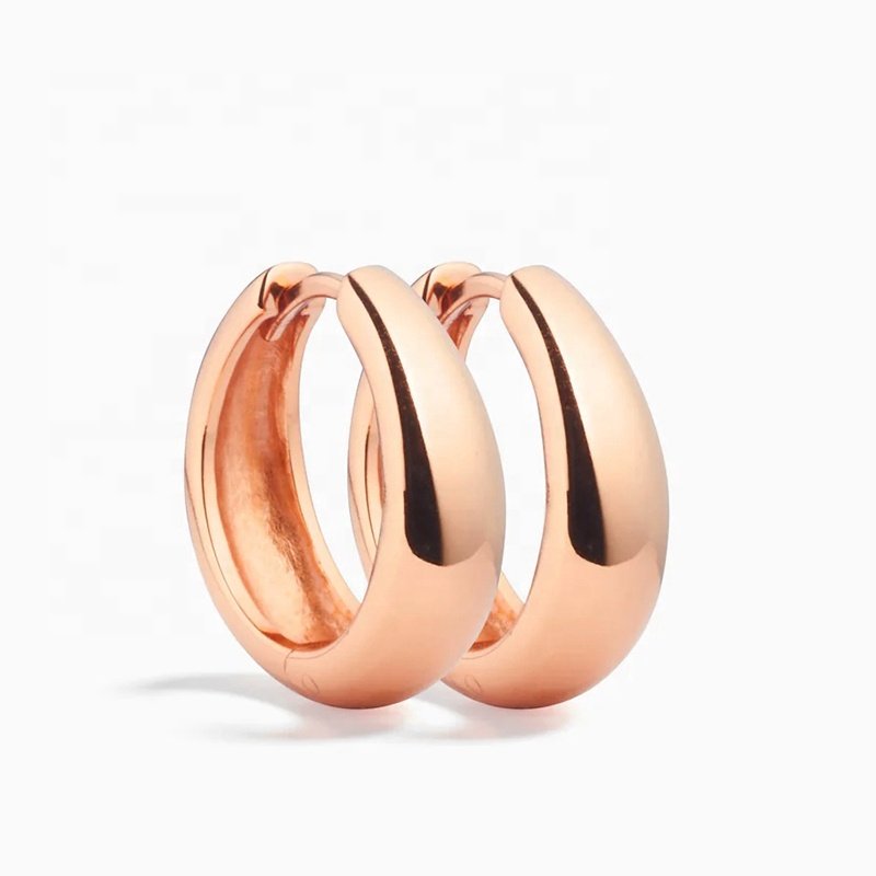 Fine Jewelry Different Size Custom 925 Silver Minimalist 18K Gold Plated Clip On Earring Dome Hoop Earrings For Women Girls