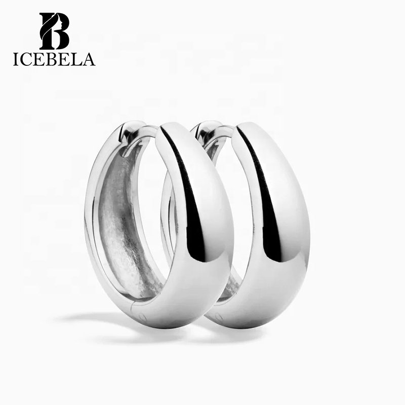 Fine Jewelry Different Size Custom 925 Silver Minimalist 18K Gold Plated Clip On Earring Dome Hoop Earrings For Women Girls