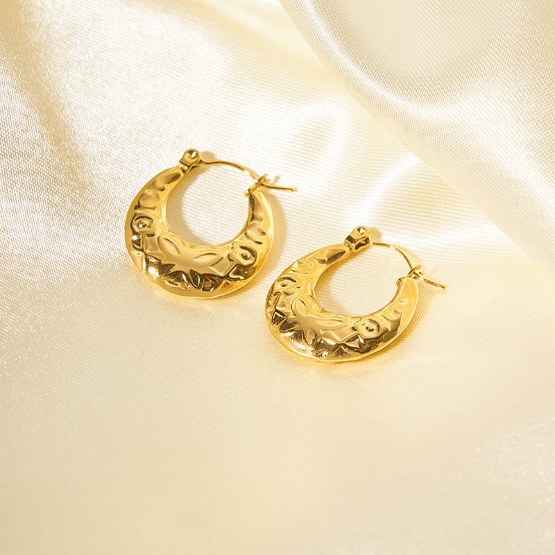 ODM 18K PVD Stainless Steel Chunky Hoop Earrings Jewelry For Women 18k Gold Plated Huggie Chunky Statement Earrings
