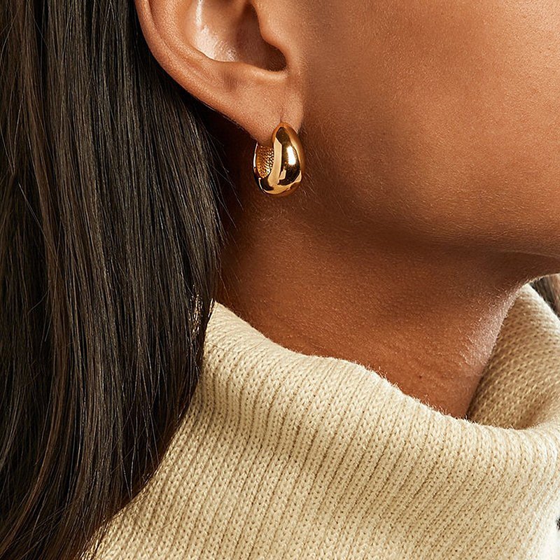 ODM 18K PVD Stainless Steel Chunky Hoop Earrings Jewelry For Women 18k Gold Plated Huggie Chunky Statement Earrings