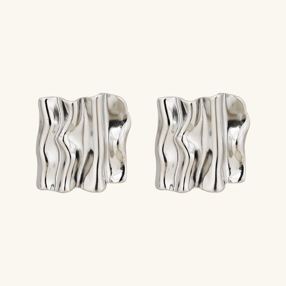 Trendy Earrings Wholesale Bulk Irregular Square Shaped Stainless Steel Silver Stud Earrings for Women Party Jewelries