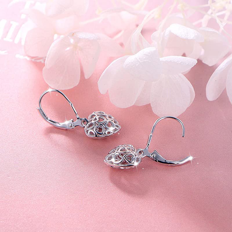 1pc Sterling S925 Silver Vintage Simple Elegant Flower Love Heart Ear Bone Hoops Earrings For Women Girl DailyJewelry Gift