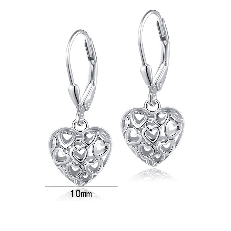 1pc Sterling S925 Silver Vintage Simple Elegant Flower Love Heart Ear Bone Hoops Earrings For Women Girl DailyJewelry Gift
