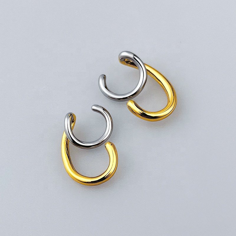 Original Design 18K Gold Plated Brass Jewelry Irregular Line Ear Cuff Mix Color For Women Party Earrings E221419