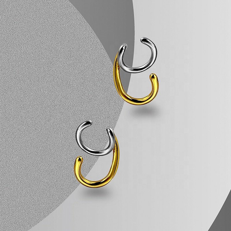 Original Design 18K Gold Plated Brass Jewelry Irregular Line Ear Cuff Mix Color For Women Party Earrings E221419