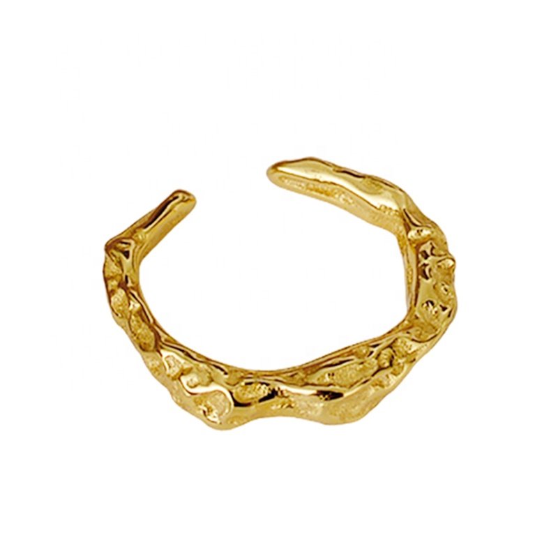 Fine Jewelry S925 Sterling Silver Wholesale Stylish Temperament Unique 18K Gold Plated Burned Crepe Trim Earrings For Women