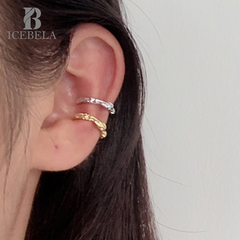 Fine Jewelry S925 Sterling Silver Wholesale Stylish Temperament Unique 18K Gold Plated Burned Crepe Trim Earrings For Women