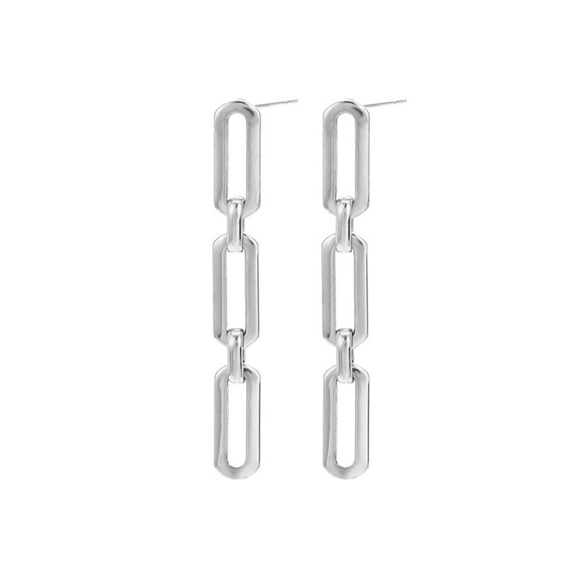 18K Gold Plated Stainless Steel Waterproof Jewelry Dangle U Shape Link Chain Drop Stud Earrings for Women Ladies 2023
