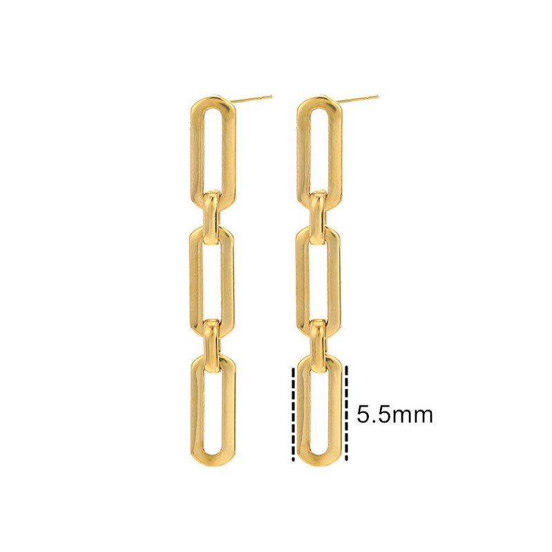 18K Gold Plated Stainless Steel Waterproof Jewelry Dangle U Shape Link Chain Drop Stud Earrings for Women Ladies 2023