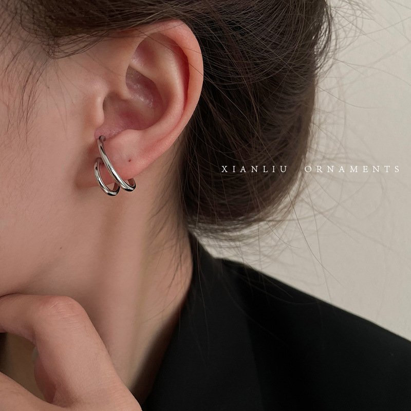 Minimalist and cool style gold-plated and silver plated earrings wholesale geometric arc design earrings for women