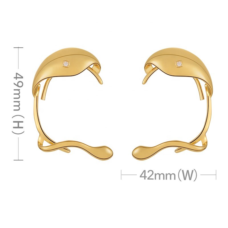 Original Design 18K Gold Plated Brass Jewelry Irregular Clip On Ear Cuff Zircon For Women Party Earrings E221386