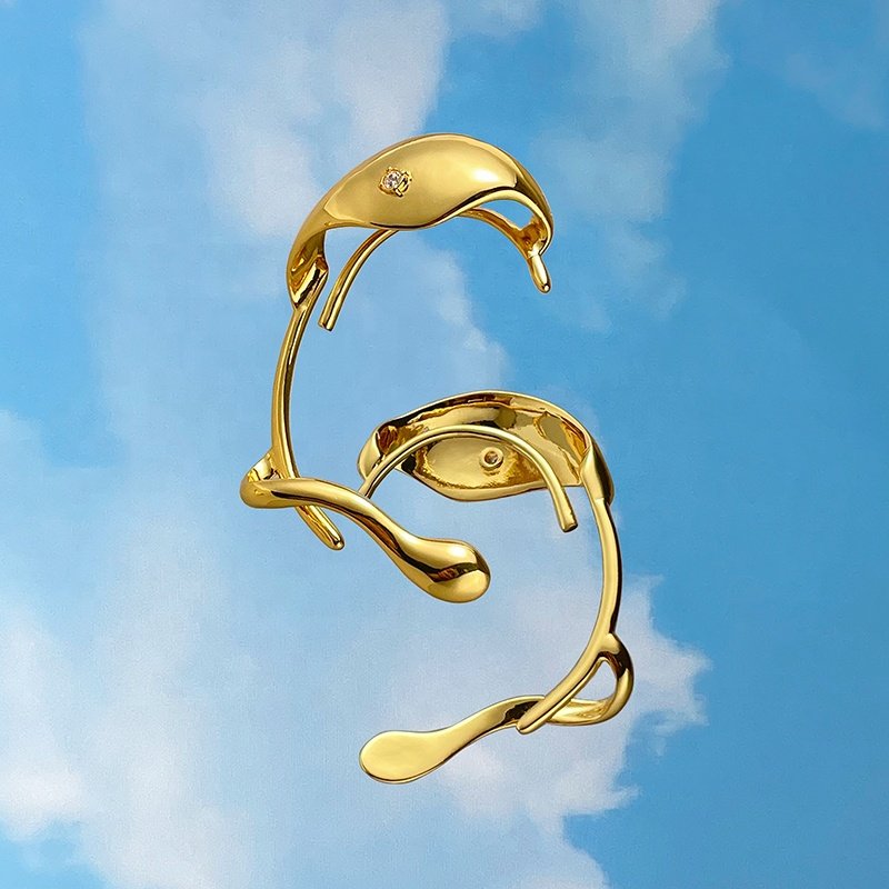 Original Design 18K Gold Plated Brass Jewelry Irregular Clip On Ear Cuff Zircon For Women Party Earrings E221386
