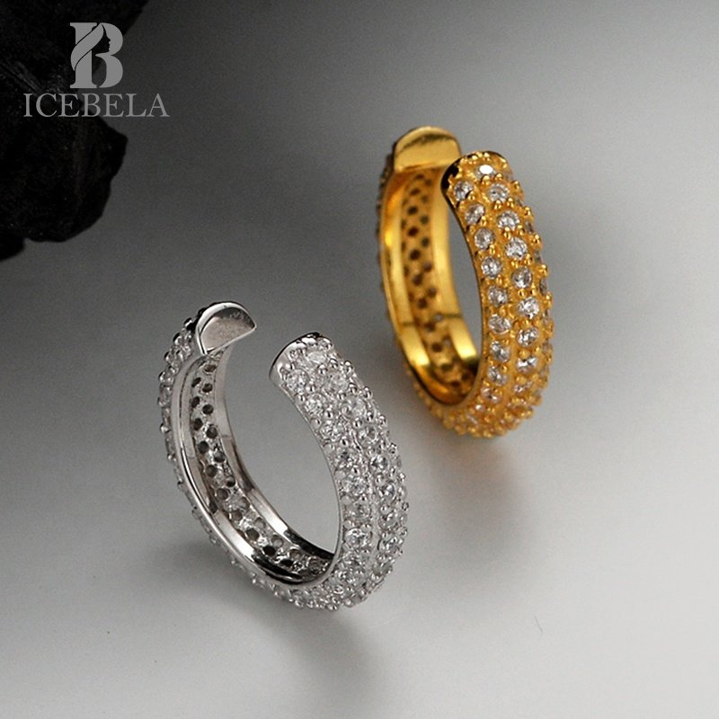 Wholesale Fashion Earrings Fine Jewelry Women 925 Sterling Silver Trendy Ear Cuff Clip Pave Zircon Luxury Earrings For Girls