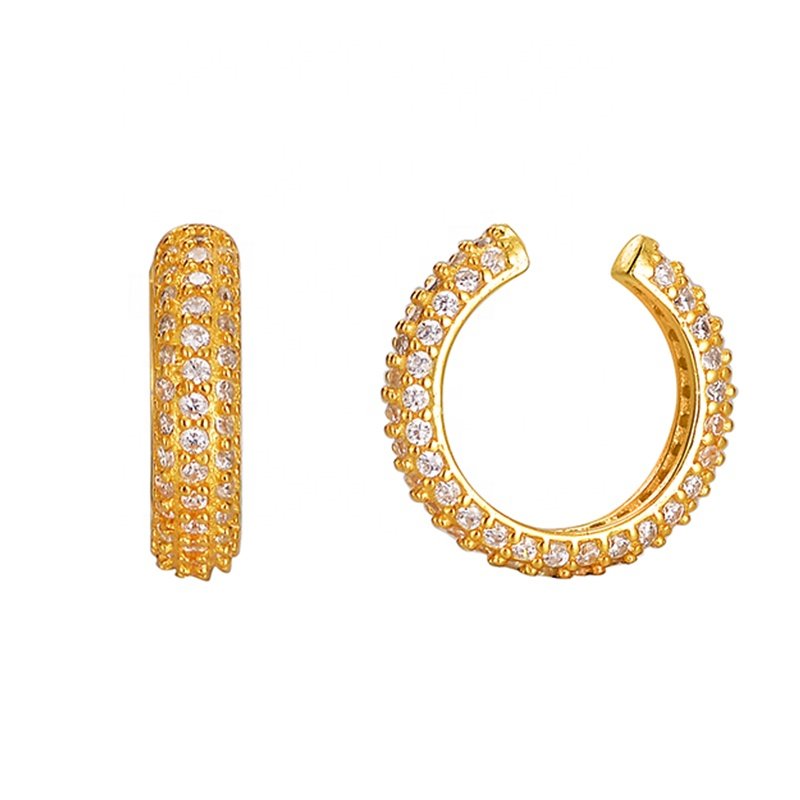 Wholesale Fashion Earrings Fine Jewelry Women 925 Sterling Silver Trendy Ear Cuff Clip Pave Zircon Luxury Earrings For Girls