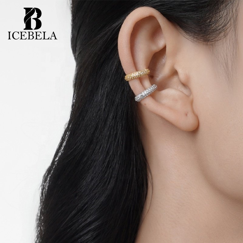Wholesale Fashion Earrings Fine Jewelry Women 925 Sterling Silver Trendy Ear Cuff Clip Pave Zircon Luxury Earrings For Girls