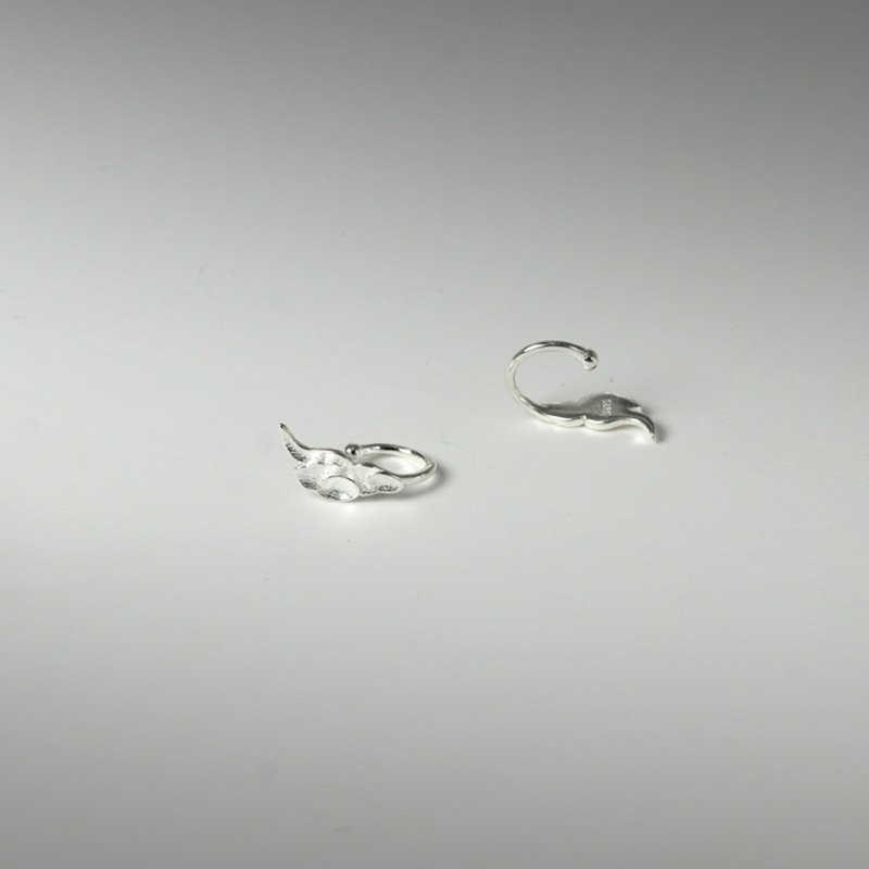 Handmade 925 Sterling Silver Dainty Cloud Ear Clip Cuff Earrings