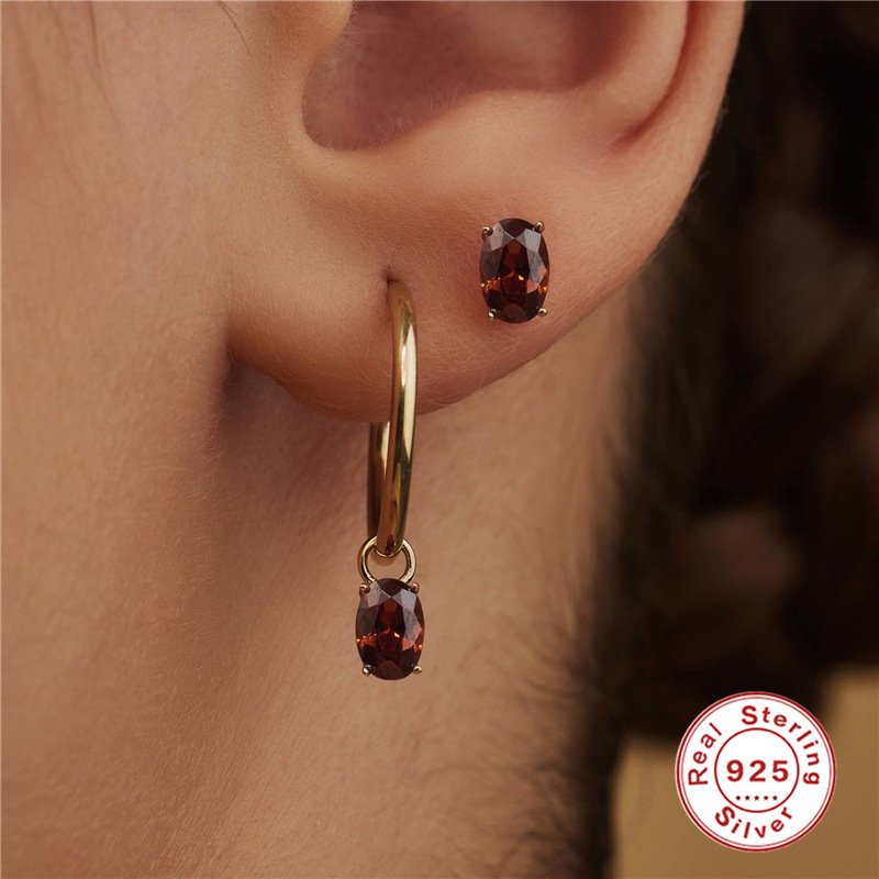 S925 Sterling Silver INS Smooth Face Earrings With Diamond Earrings Hot Selling Exaggerated Earrings Silver Jewelry