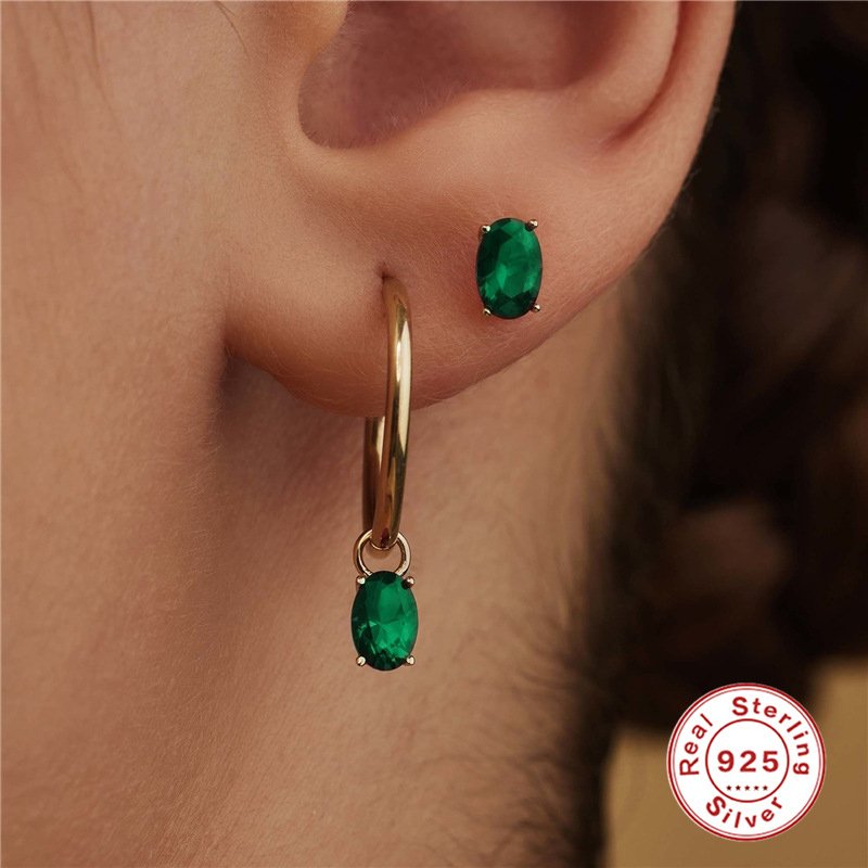 S925 Sterling Silver INS Smooth Face Earrings With Diamond Earrings Hot Selling Exaggerated Earrings Silver Jewelry