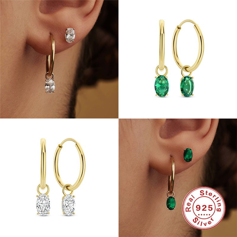 S925 Sterling Silver INS Smooth Face Earrings With Diamond Earrings Hot Selling Exaggerated Earrings Silver Jewelry