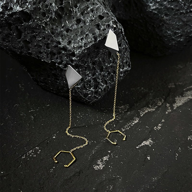 Original Design 18K Gold Plated Brass Jewelry 3D Meteorite Drop Chain Ear Clip For Women Gift Earrings E221432