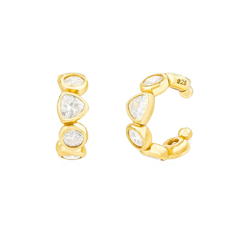 Gemnel Factory 2024 Jewelry earring Woman Gold Plated 925 Silver Thick Diamond Ear cuff earring