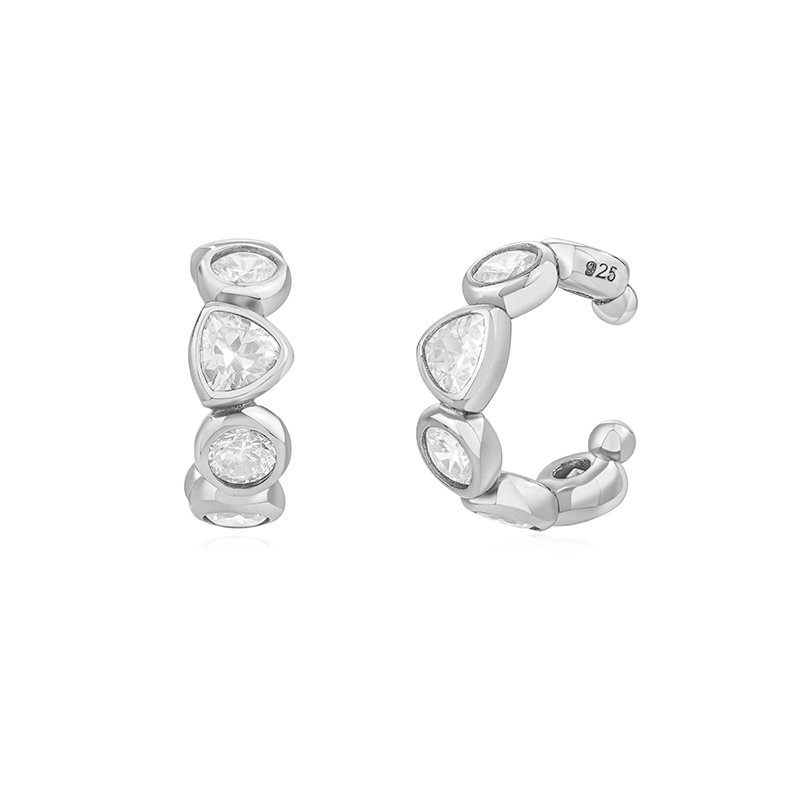Gemnel Factory 2024 Jewelry earring Woman Gold Plated 925 Silver Thick Diamond Ear cuff earring