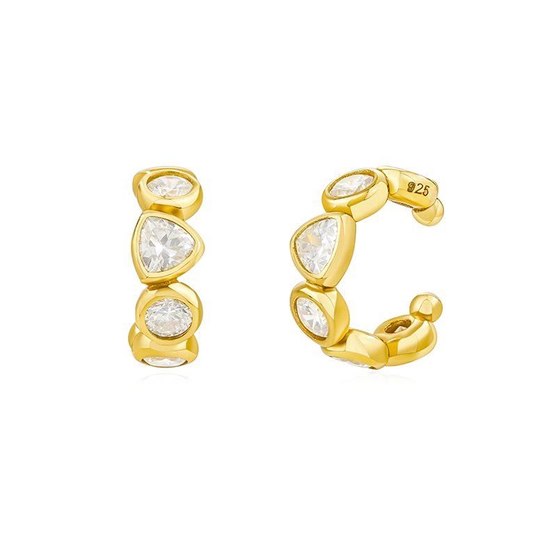 Gemnel Factory 2024 Jewelry earring Woman Gold Plated 925 Silver Thick Diamond Ear cuff earring