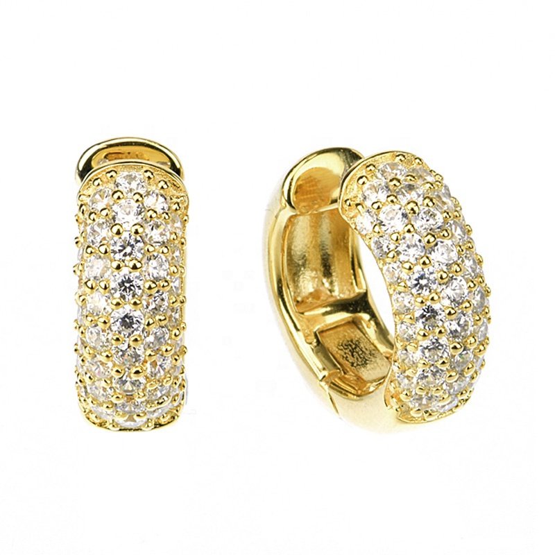 Fine jewelry diamond luxury real gold plated s925 women cubic zircon huggie cuff 925 sterling silver clip on earrings