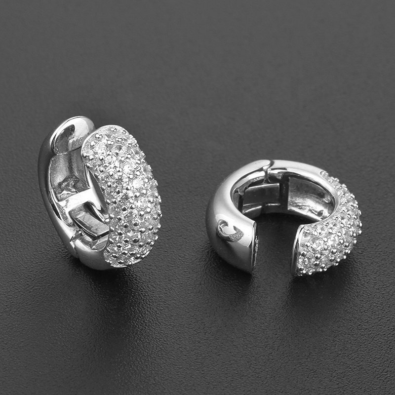 Fine jewelry diamond luxury real gold plated s925 women cubic zircon huggie cuff 925 sterling silver clip on earrings