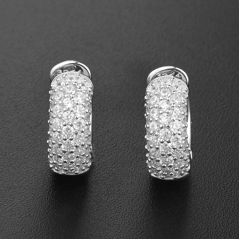 Fine jewelry diamond luxury real gold plated s925 women cubic zircon huggie cuff 925 sterling silver clip on earrings