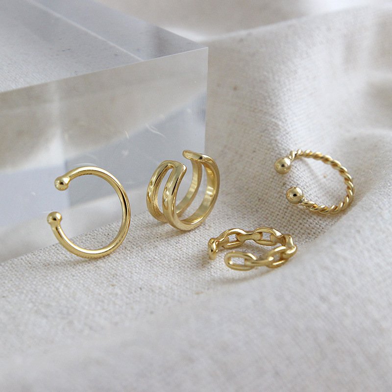 Hot Wholesale Fine Fashion Cuff earrings 925 Sterling Silver Gold Plated non pierced Ear Cuff Earrings for Women