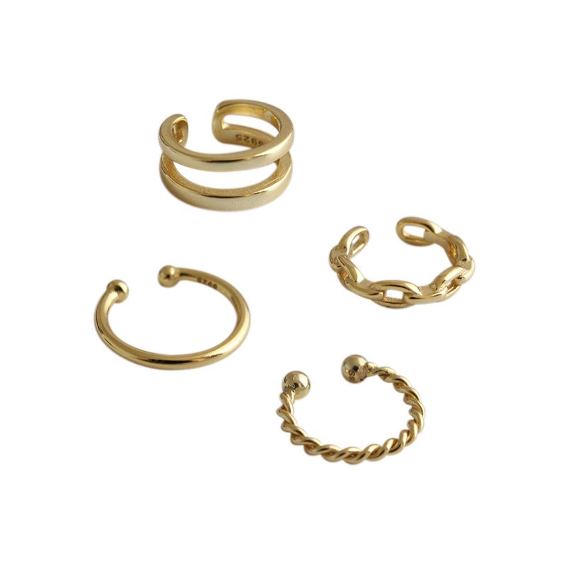 Hot Wholesale Fine Fashion Cuff earrings 925 Sterling Silver Gold Plated non pierced Ear Cuff Earrings for Women