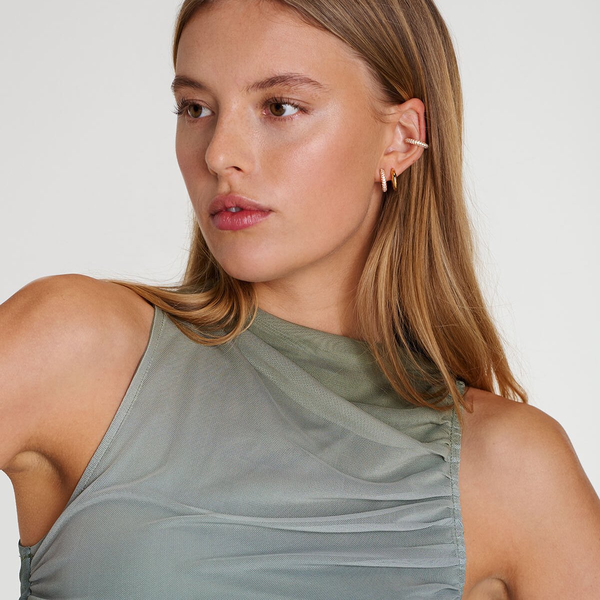 Women Fine Jewelry 925 Silver Pave Zircon Ear Cuff Earrings With 14k 18k Gold Plated