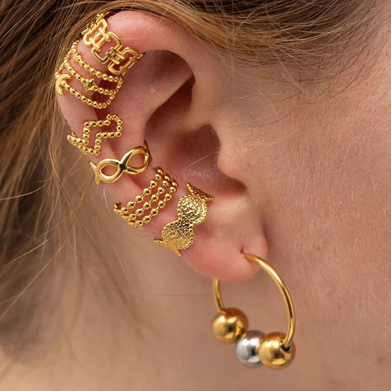 Milskye fine jewelry 18k gold plated 925 sterling silver textured ear cuffs earrings