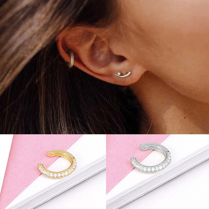 2022 NEW Fashion Simple Jewelry Earring Set Real 925 Sterling Silver Ear Cuff Earring Small Diamond Zircon Earring for Women