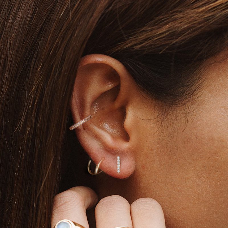 2022 NEW Fashion Simple Jewelry Earring Set Real 925 Sterling Silver Ear Cuff Earring Small Diamond Zircon Earring for Women