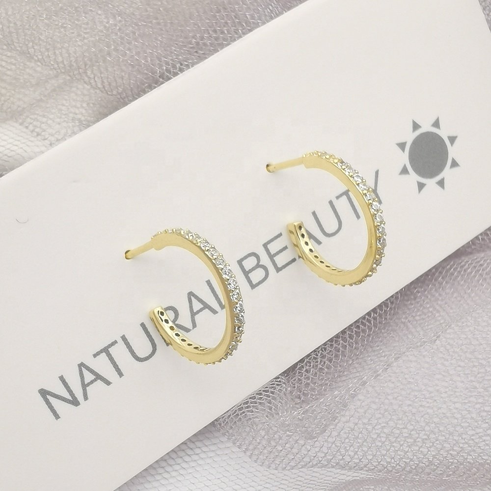 Sterling Earrings Cuff Channel CC Earrings Earrings Online Shopping 925 Silver CZ Silver Gold Plated,rhodium Plated Trendy 2 Pcs