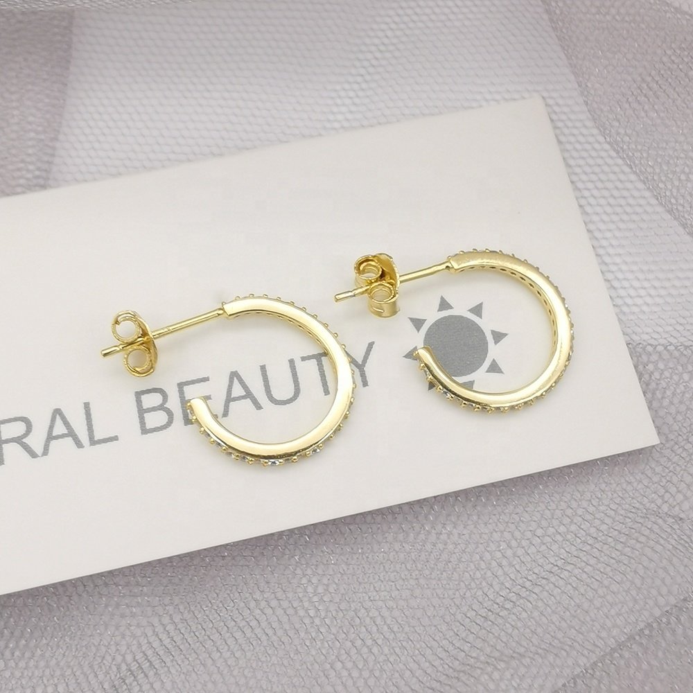 Sterling Earrings Cuff Channel CC Earrings Earrings Online Shopping 925 Silver CZ Silver Gold Plated,rhodium Plated Trendy 2 Pcs