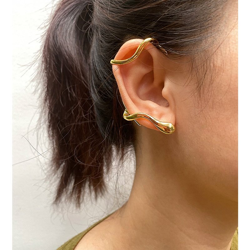 Original Design 18K Gold Plated Brass Jewelry Irregular Branches Ear Cuff Non-Piercing Clip On Party Earrings E221375