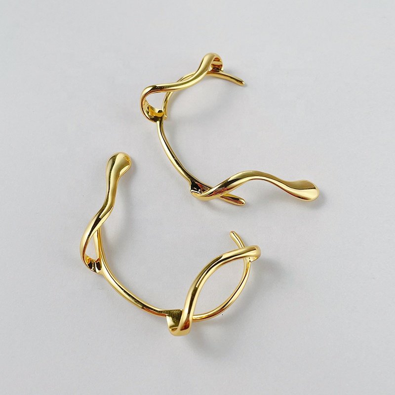 Original Design 18K Gold Plated Brass Jewelry Irregular Branches Ear Cuff Non-Piercing Clip On Party Earrings E221375