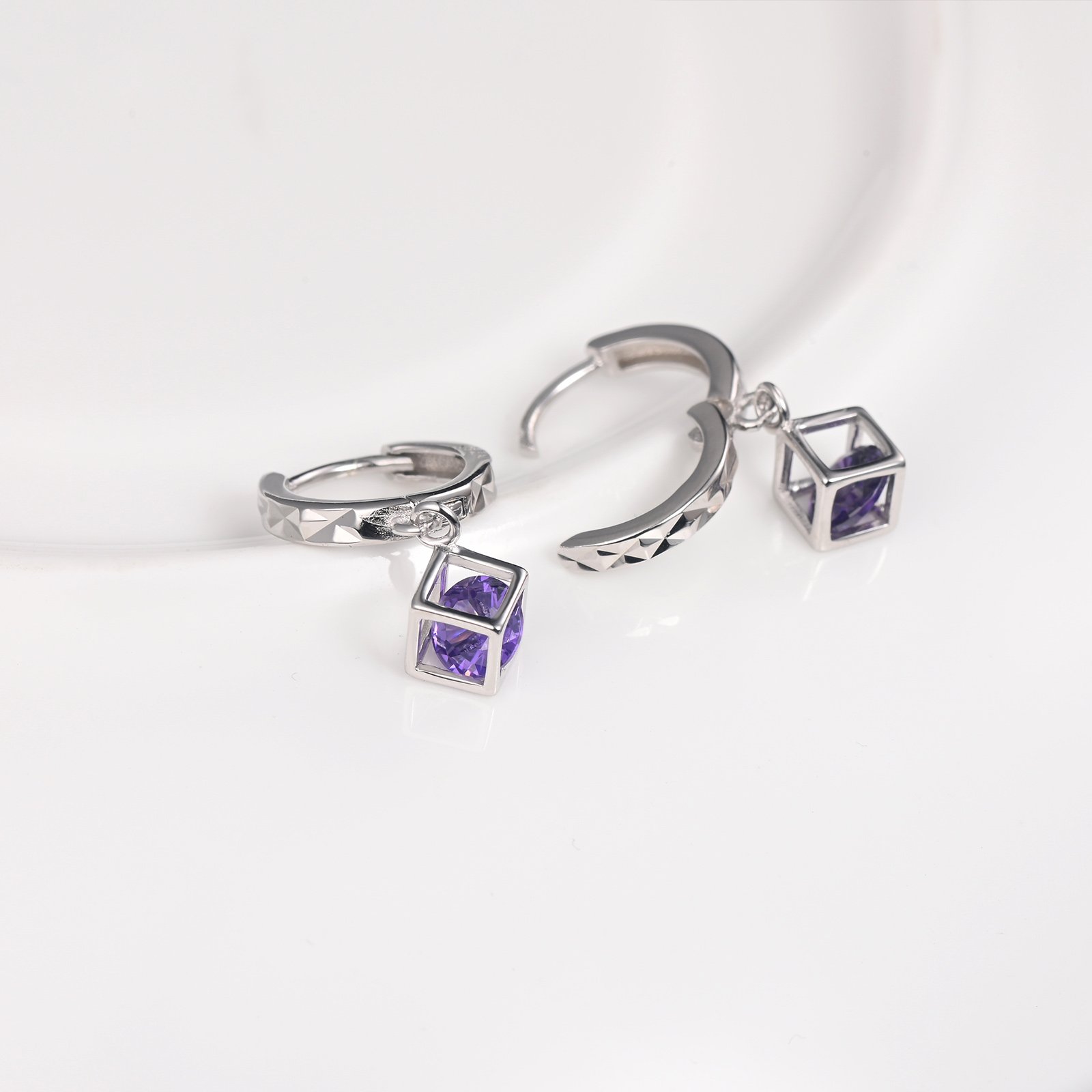 Niche Design Fine Jewelry Silver 925 Bulk Wholesale Earrings S925 Silver Cuff Square Earrings