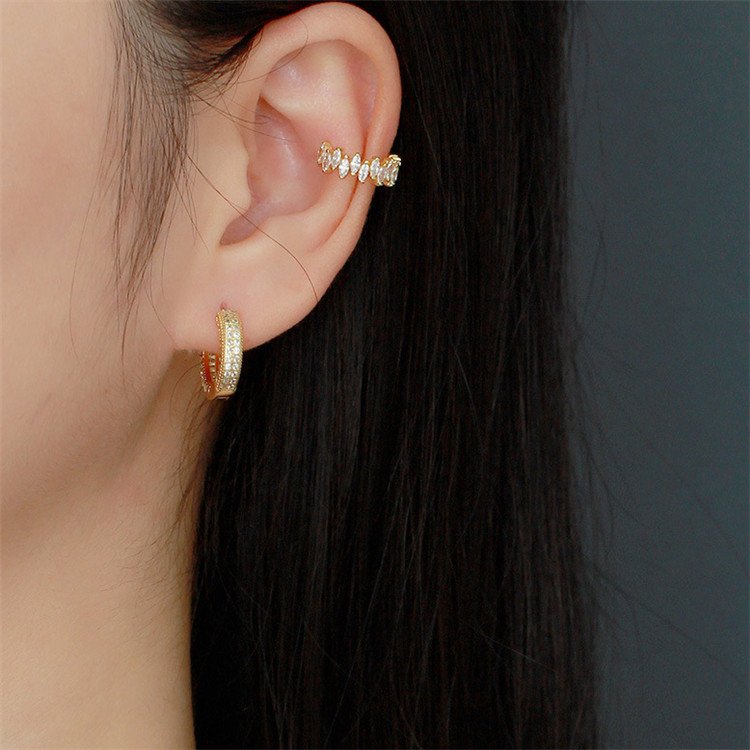 SP Luxury Fine Earring Jewelry Non Pierced Earrings Cuff S925 Sterling Silver Zircon Cuff Earrings