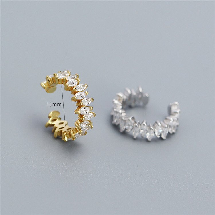 SP Luxury Fine Earring Jewelry Non Pierced Earrings Cuff S925 Sterling Silver Zircon Cuff Earrings