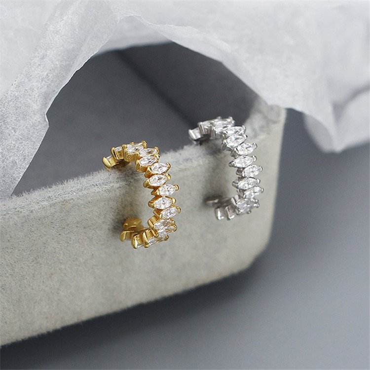 SP Luxury Fine Earring Jewelry Non Pierced Earrings Cuff S925 Sterling Silver Zircon Cuff Earrings