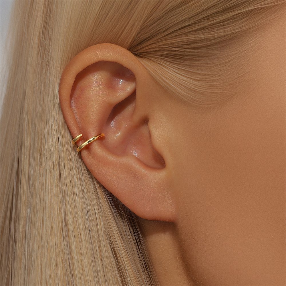 Fashion Non Pierced 18K Gold Plated Thickness Ear Cuff s925 Silver Earrings For Women