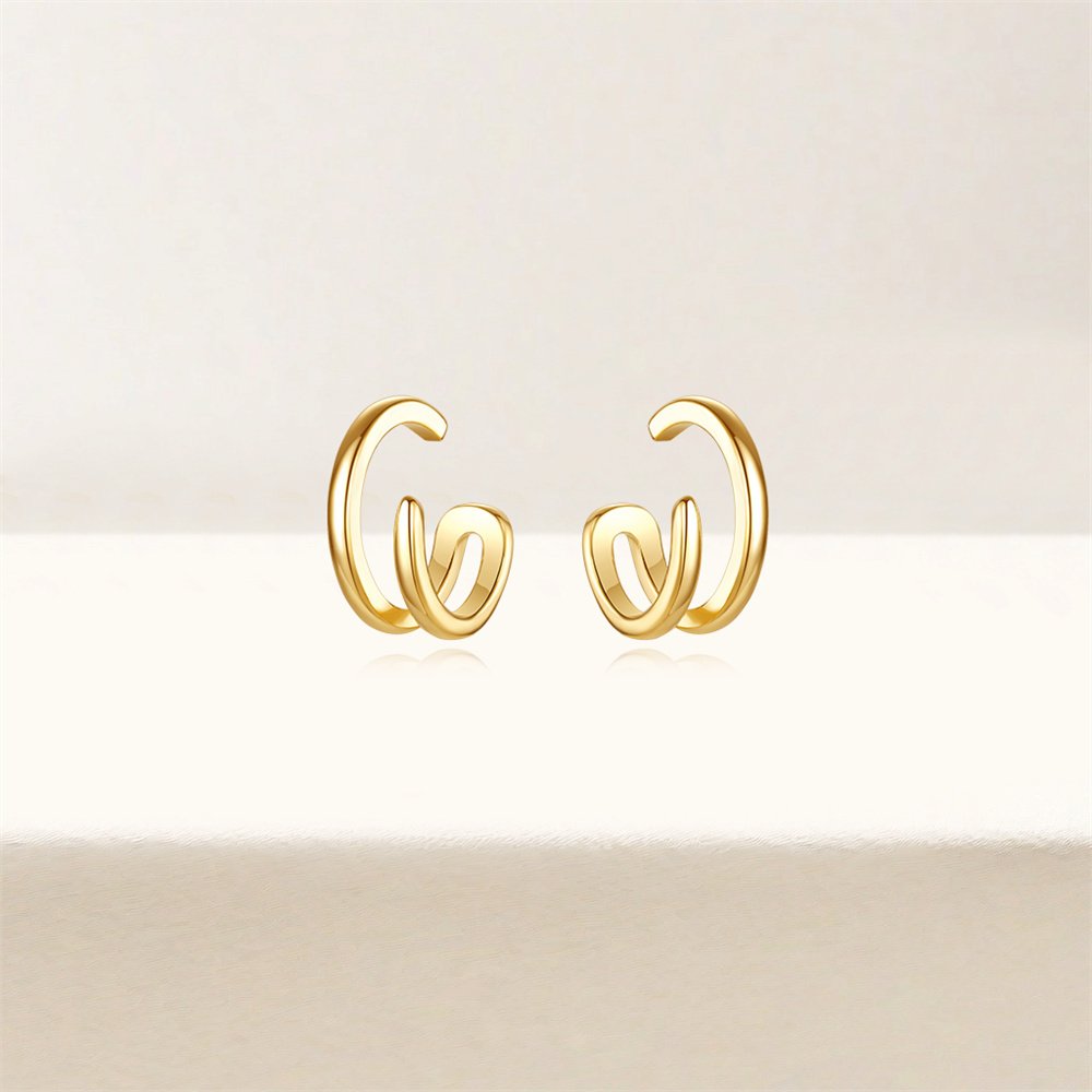 Fashion Non Pierced 18K Gold Plated Thickness Ear Cuff s925 Silver Earrings For Women